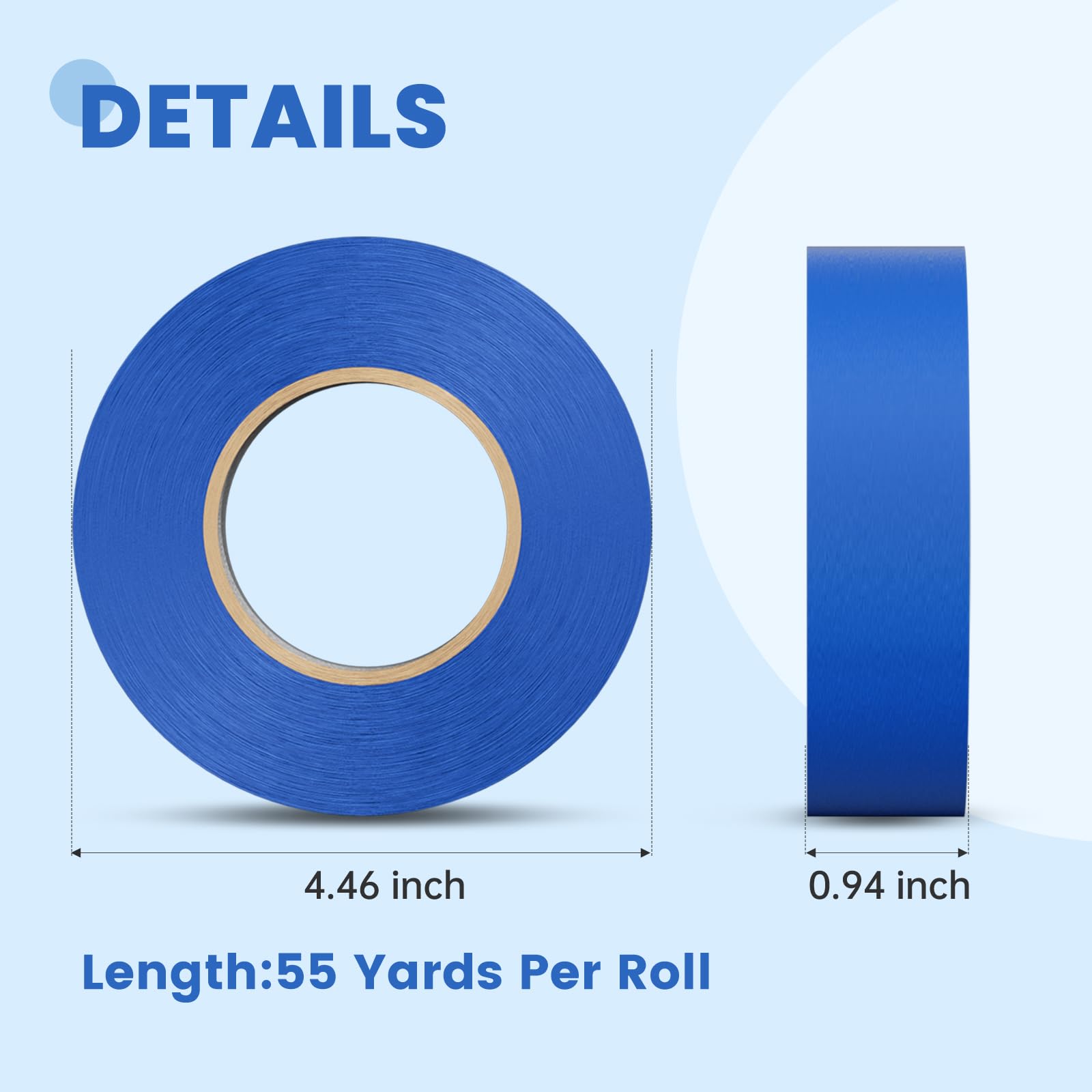 22 rollos de cinta de pintor azul, cinta de pintor, 1 pulgada de ancho (0.94 pulgadas × 55 yardas), cintas de pintura premium multisuperficie a granel para pintura de pared, proyectos de arte de