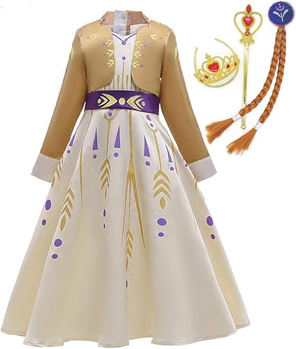 LZH Vestido de princesa para niñas pequeñas, trajes de manga larga y accesorios