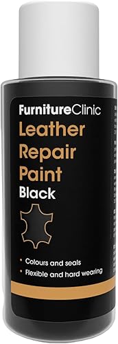 Furniture Clinic Pintura de reparación de cuero, sello y color 2 en 1, uso en arañazos, desgarros y agujeros en asientos de automóvil, muebles, kit