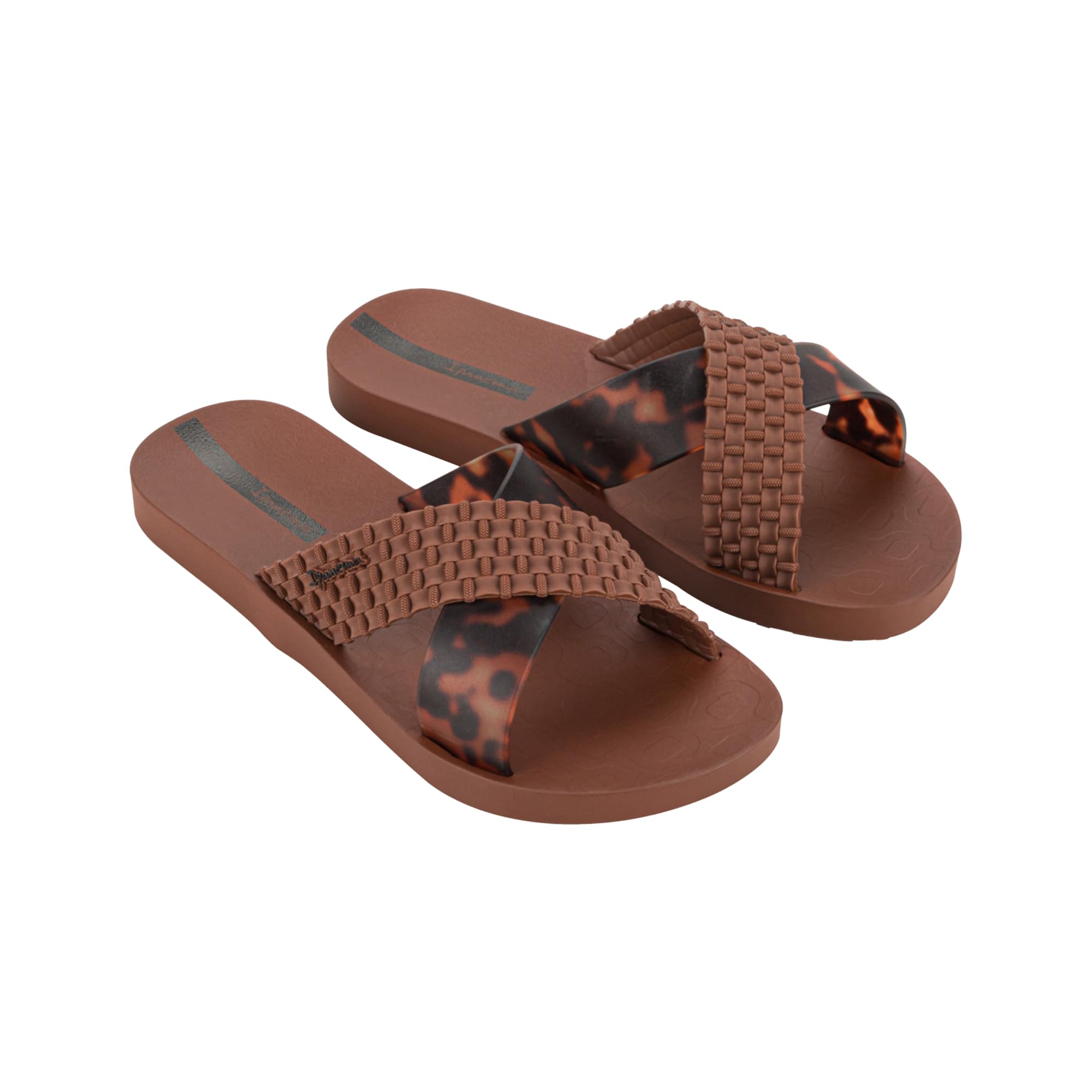 Ipanema SENSE Slide Fem - Women's Flip Flops - Striking Strap with Pattern, Tortoise Brown, 2/3 UK