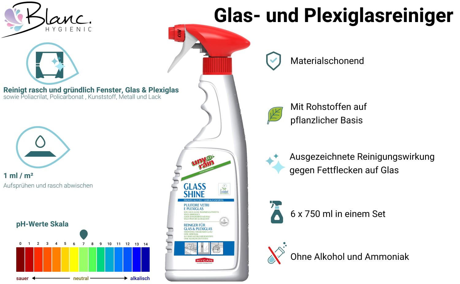 ECOLABEL Glasreiniger Konzentrat 6x750 ml