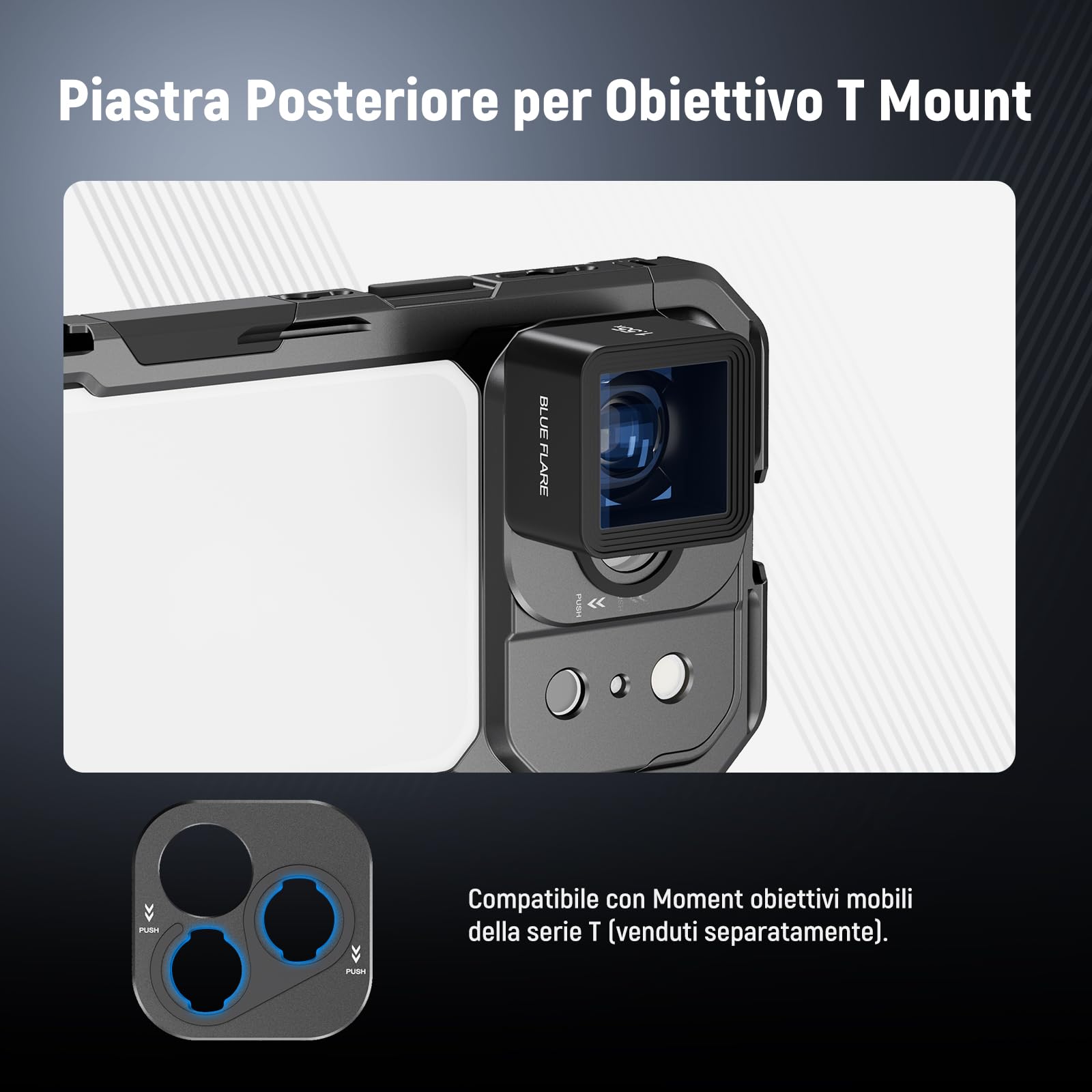 NEEWER Phone Cage Compatibile con iPhone 17 Pro, Accessorio Stabilizzatore Video Rig con Anello Filtro da 67mm, Backplate Lenti da 17mm, Adattatore T Mount, 4 Tappi di Controllo, PA143 (Nero)