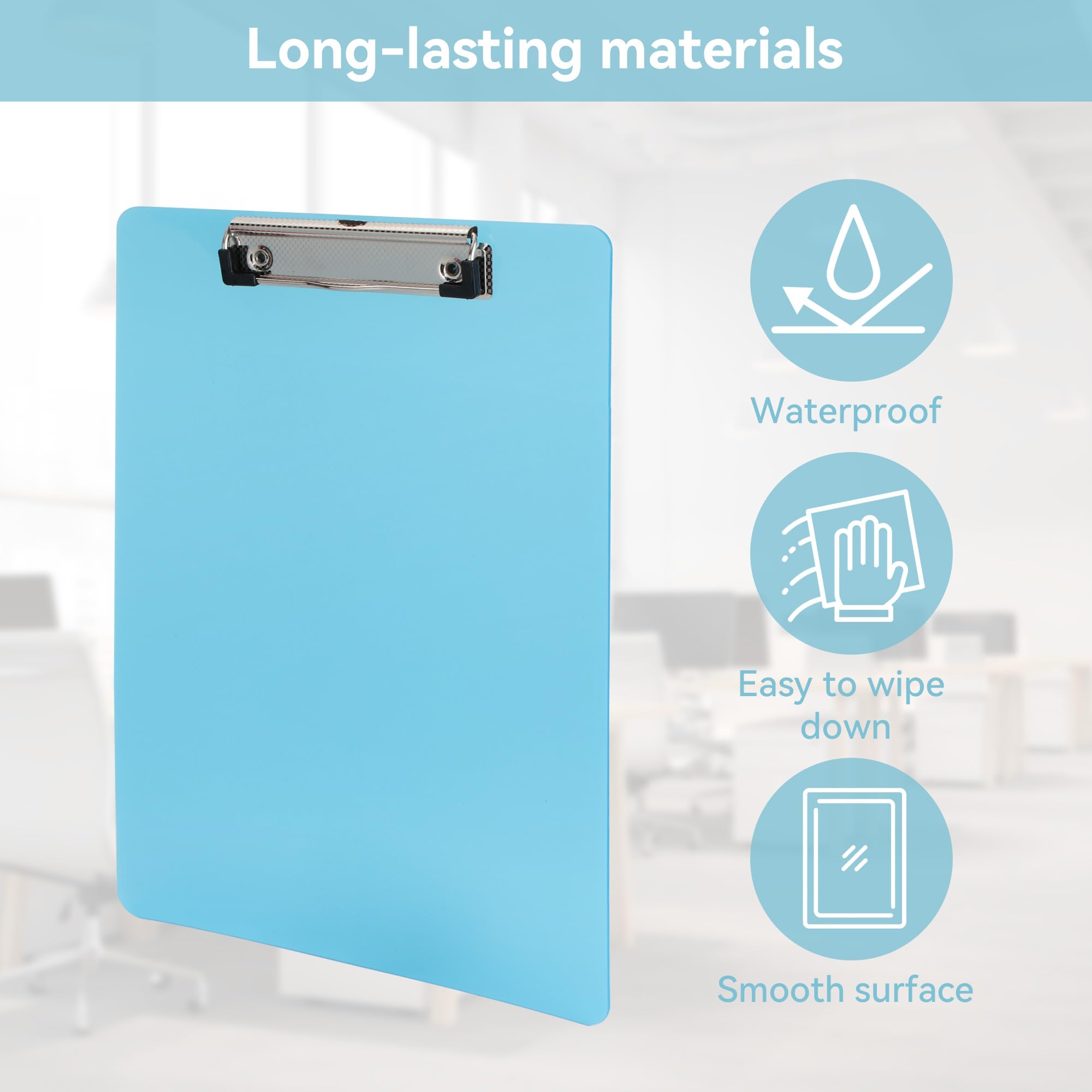 Axincardarm 14 Pcs A4 Clipboard 7 Coloured Plastic Clip Boards with Hanging Hole, 32.5 x 22.5cm Multicolour Plastic Clipboard for Memo Note Document - Image 4