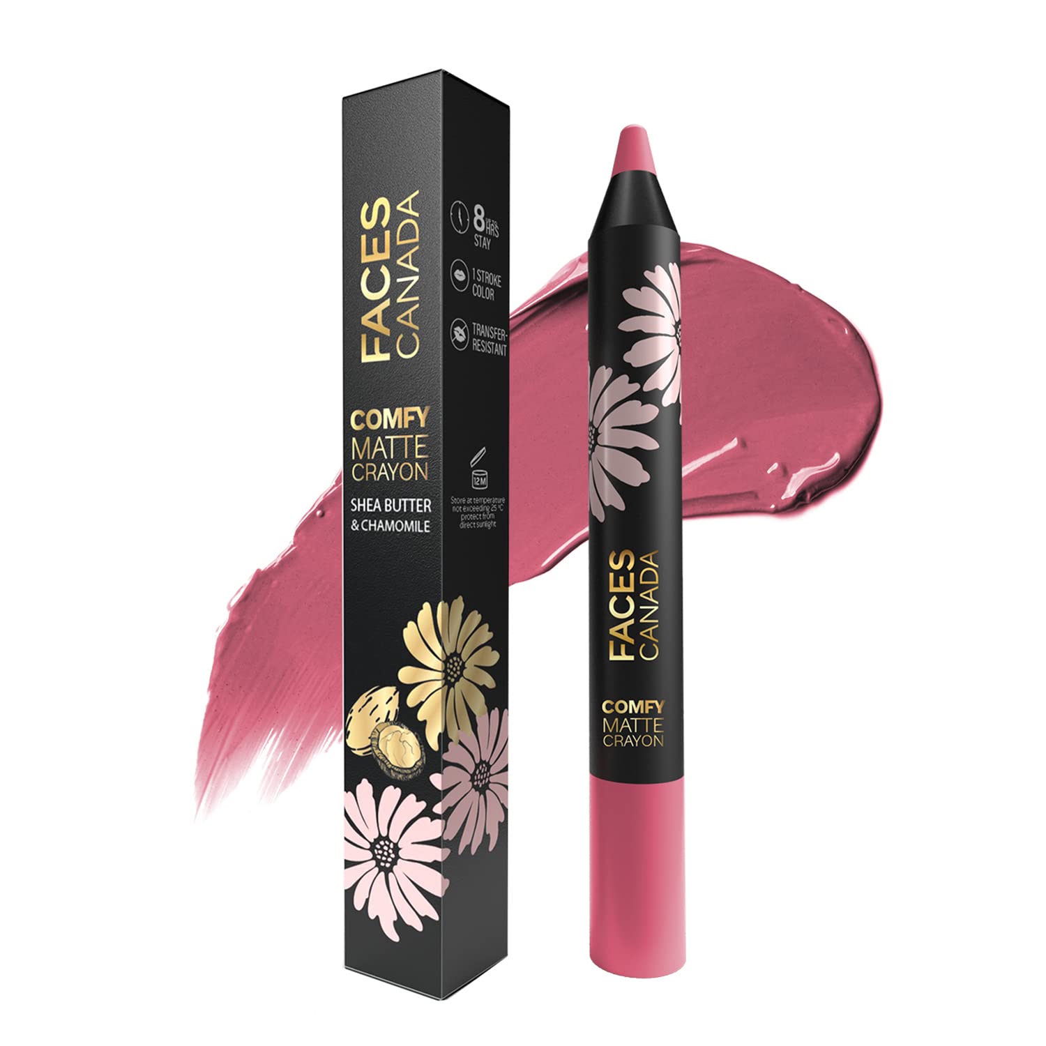 Facescanada Comfy Matte Lip Crayon - On Fleek 06,2.8G|8Hr Long Stay|No Dryness|Luxurious Matte Texture|Intense Color In 1 Stroke|Hydrates & Nourishes With Chamomile & Shea Butter - Plastic,Multicolor