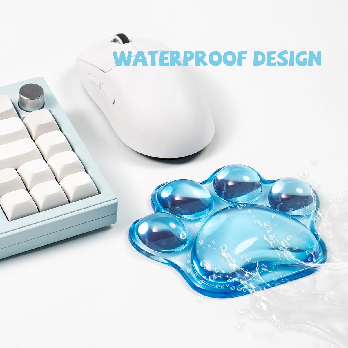 Cat Paw Mouse Wrist Rest, Clear Gel Mouse Wrist Support Pad, Purple Cute Ergonomic Wrist Cushion for Mouse, Soft Transparent Computer Mouse Wrist for Computer Laptop Office Home School(Purple): Cat Paw Sky Blue