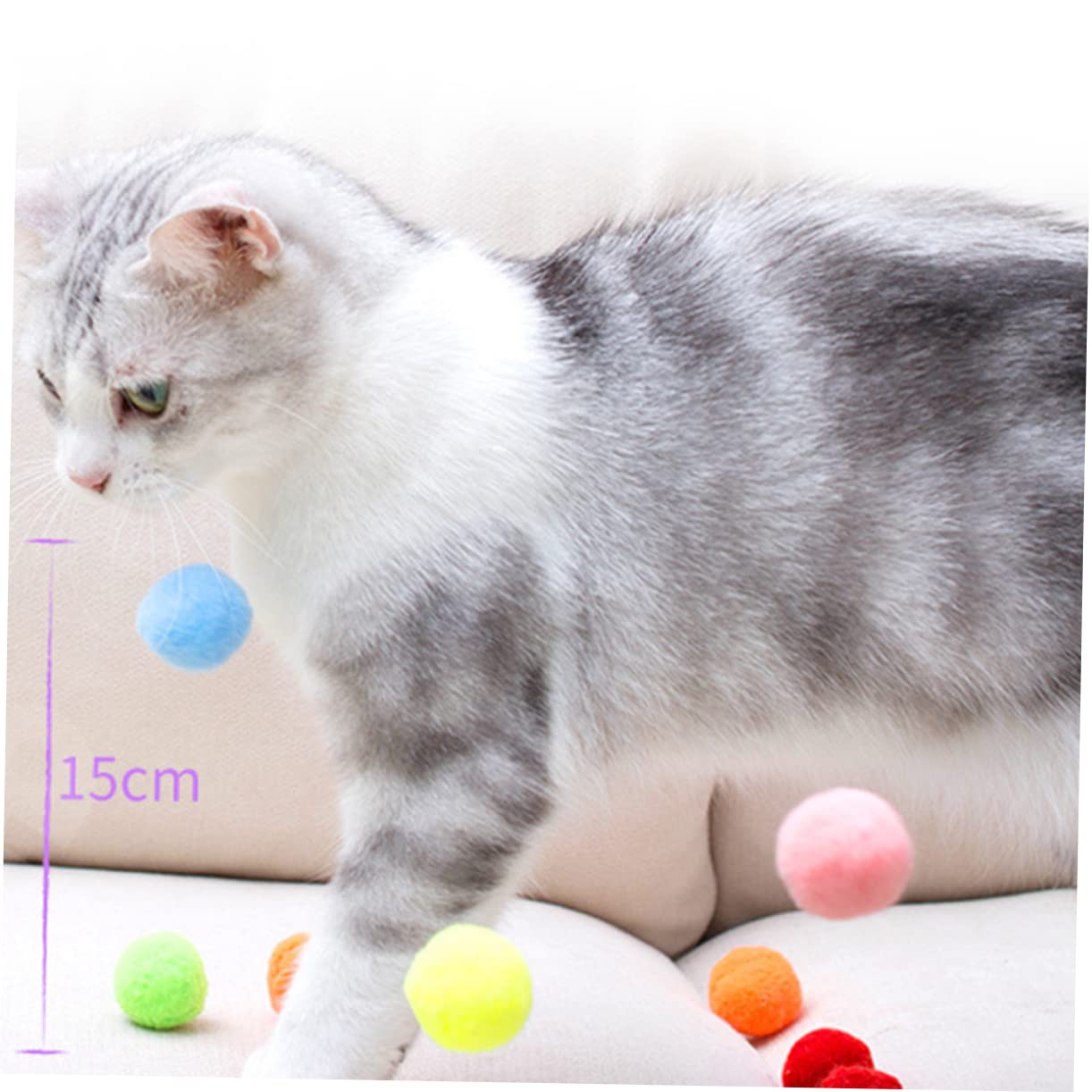 KESYOO 30 Pcs Colorful Plush Cat Ball Soft Elastic for Kitten Playtime Assorted Pastel Colors Durable Craft Balls for Interactive Pet Fun