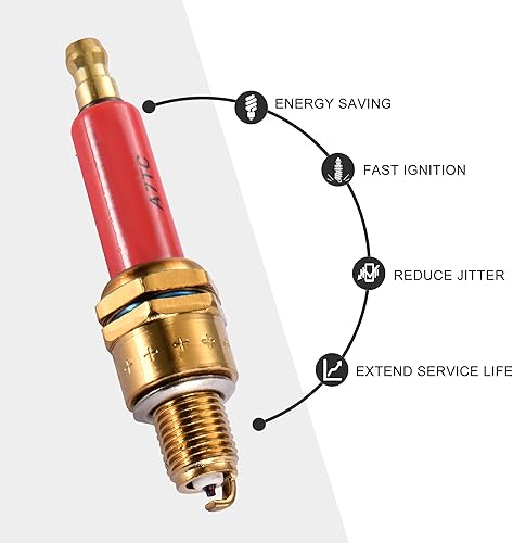 Miniatura 3 de GOOFIT Bujía roja para motocicleta A7TC para motocicleta de 50 cc, 70 cc, 90 cc, 110 cc, 125 cc, 140 cc, 150 cc, QMI157, ATV, moto, scooter, Go