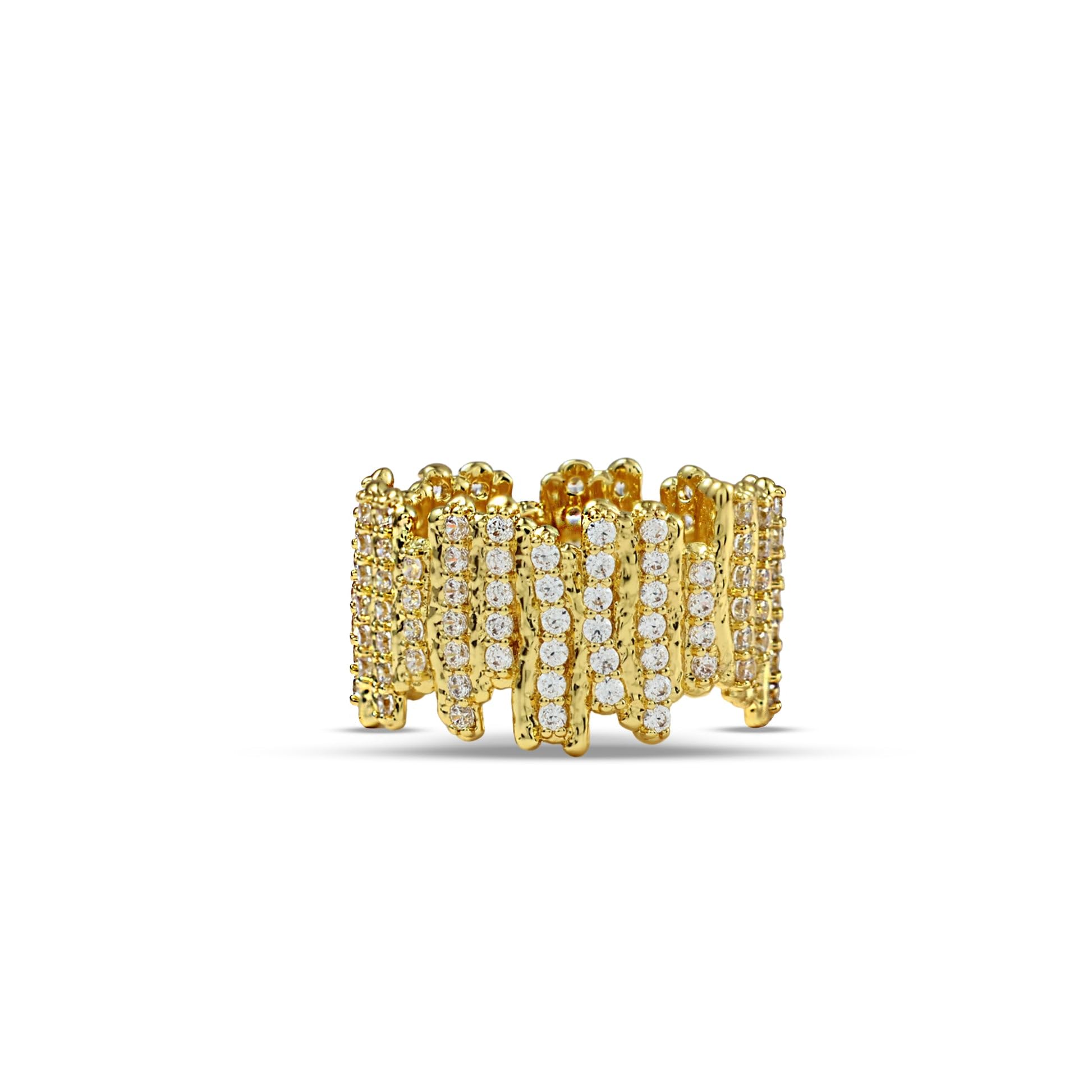 Arvino Anello da donna in oro 22 carati con bolle sbriciate, anello a forma di trono e linea dispersa, regalo di bigiotteria alla moda con zirconia cubica per lei