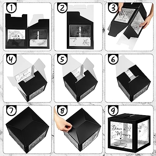 Image of Pajean 50 Pcs Greenery Share a Memory Card for Celebration of Life Cards Box with Clear Windows Memory Box for Funeral Wedding Birthday Graduation Bridal Shower Guest Card Ideas(Clear,Black)