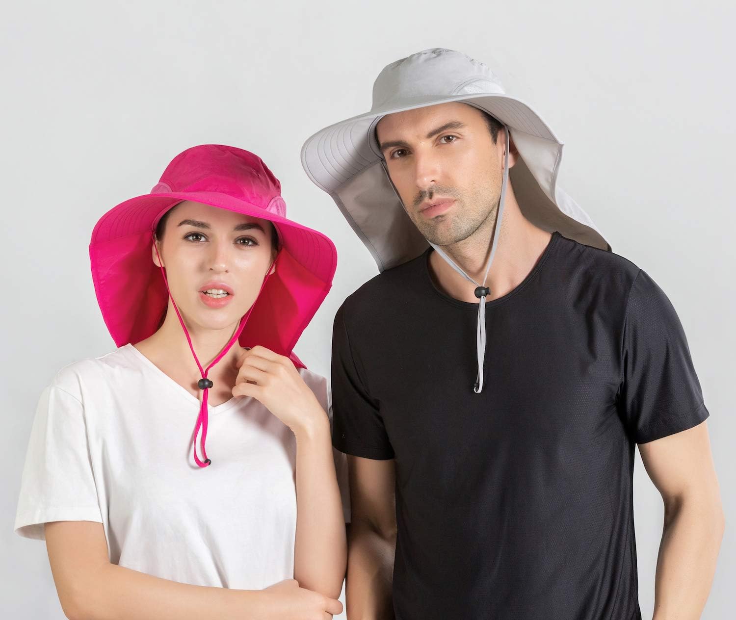 Home Prefer Outdoor UPF50+ Sun Hat Wide Brim Mesh Fishing Hat with Neck Flap - Image 5