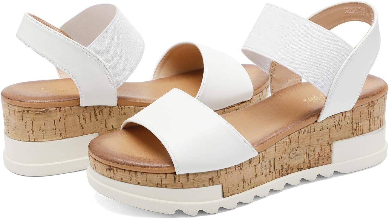 DREAM PAIRS Womens Open Toe Strap Casual Flatform Platform Wedges Sandals,Size 8,White,REED-2 - Image 3