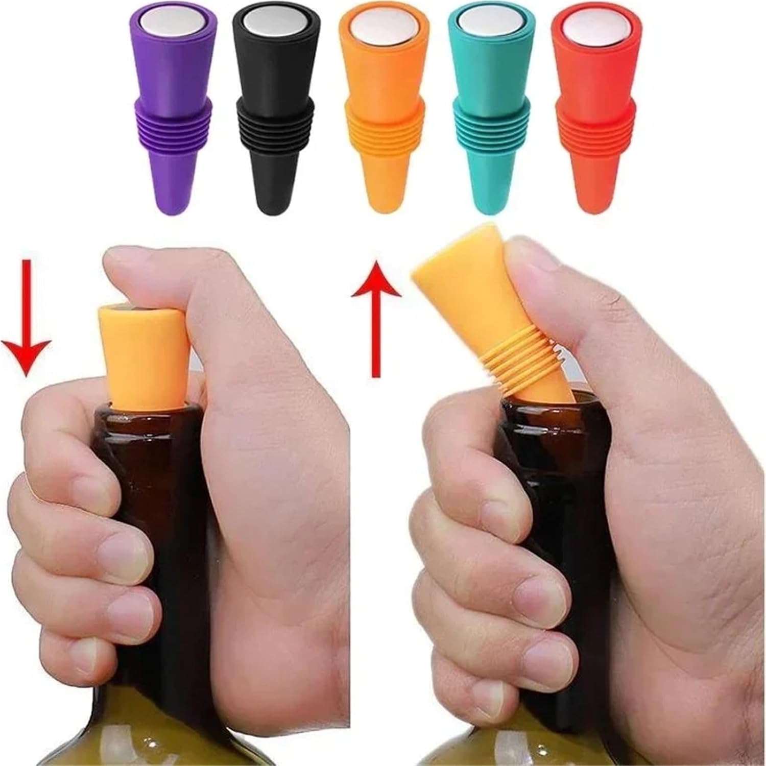 Silicone Wine Stoppers, 25Pcs Wine Stoppers, Silicone Bottle Stopper And Beverage For Keeping Champagne Fresh(Orange)