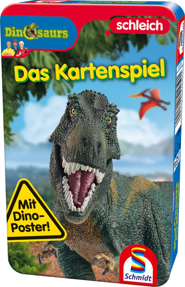 Schmidt Spiele 51450 Dinosaurs Travel Game Bring Me with Game in Metal Tin Colourful