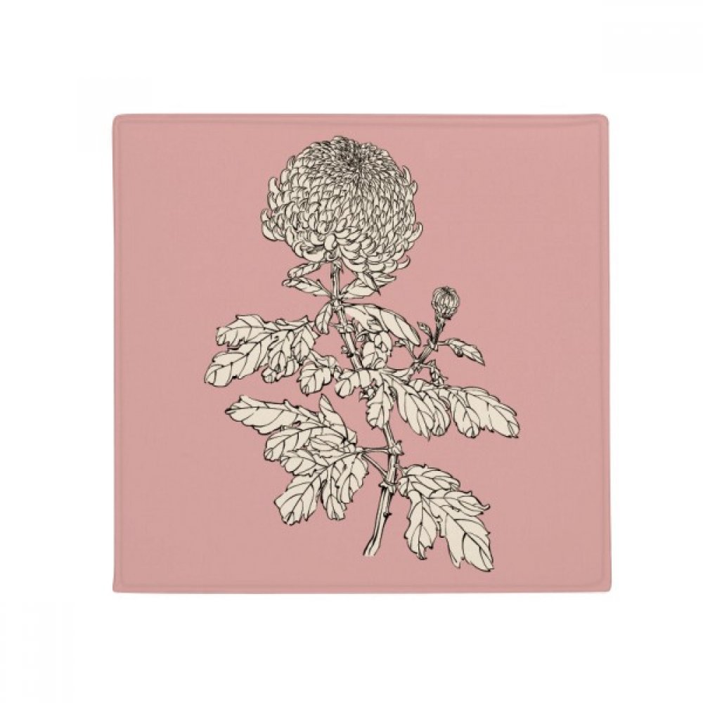 Tapis chrysanthème fleur noir et blanc 80x80cm pour une cuisine moderne et accueillante