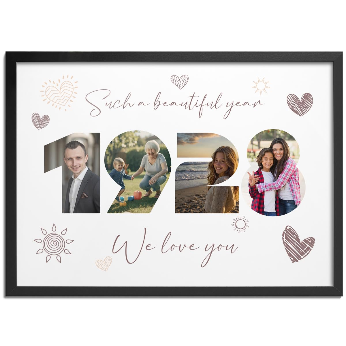 Pictalia - Personalized Frame 97th Birthday, Gift for Grandpa, Grandma, Year 1928, Grandfather, Grandmother, Photo Frame Mom, Dad, Woman, Man, Family, Friends, Gift for Wedding Anniversary, Meeting