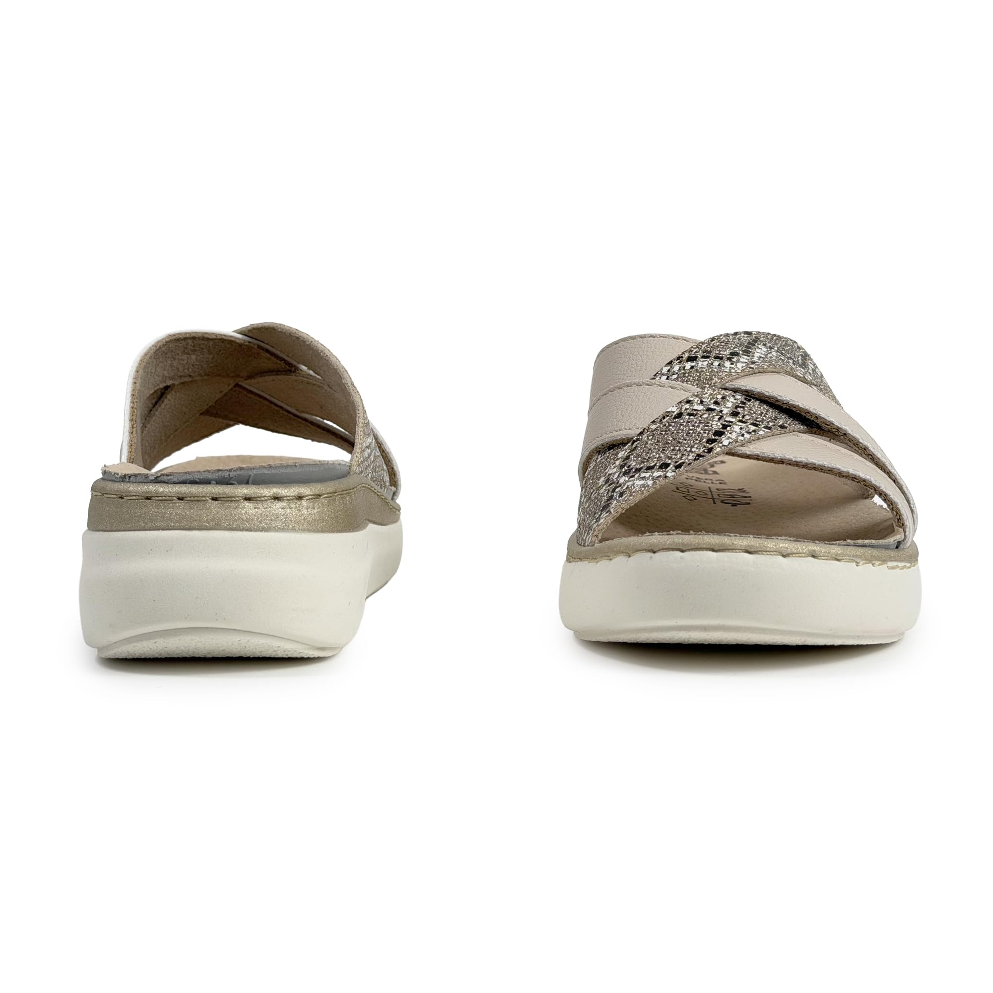JOMIX Sandalias Mujer Ortopédicas de Cuña Elegantes Zapatillas Verano Cómodas con Plantilla Ergonómica Extraíble Piel para Mujer Mayor y Señora