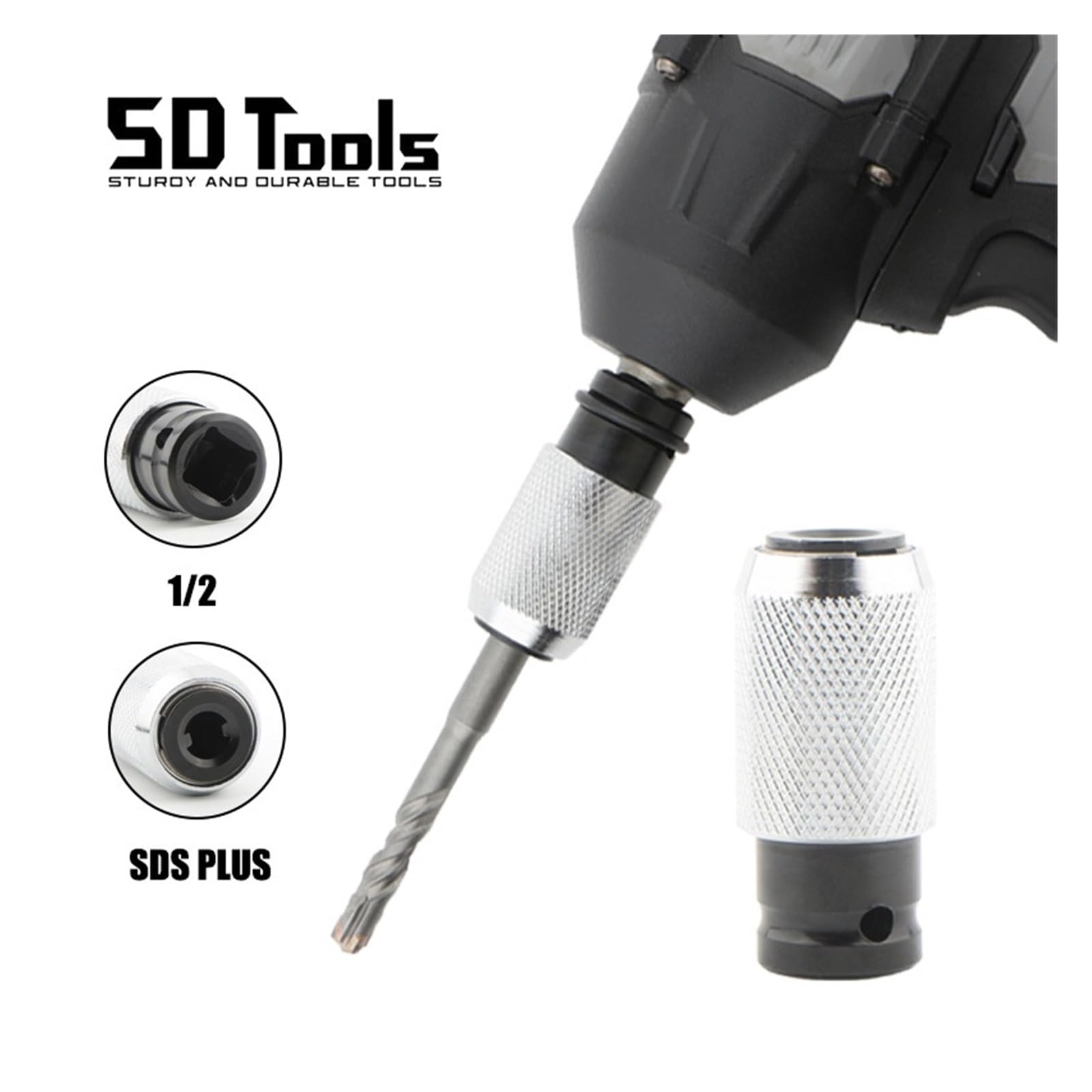 Elektryczny adapter klucza udarowego 1/2 Konwertuj na interfejs SDS PLUS na wiertarkę udarową Konwertuje narzędzia(2 Pcs)