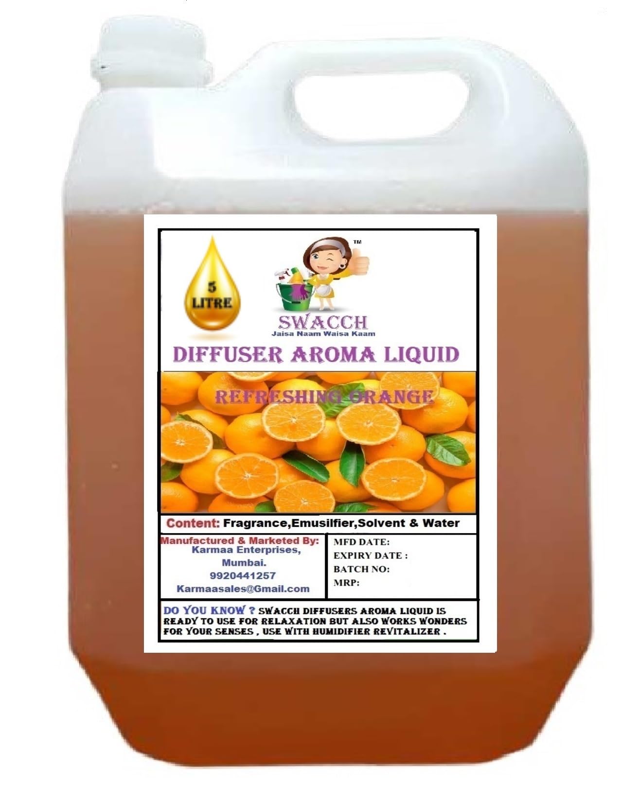 Diffuser Aroma Liquid Orange Ready to use 5 Litre I Home Fragrance I Best For Aromatherapy I Helps in Meditation I Used In Diffusers I Water Based-image-30