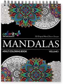 Mandala Coloring Book for Adults with Thick Artist Quality Paper, Hardback Covers, and Spiral Binding by ColorIt