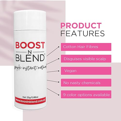Miniatura 4 de Boost N Blend Corrector de cuero cabelludo, polvo para el cabello, fibras capilares femeninas para adelgazar el cabello y cuero cabelludo visible,