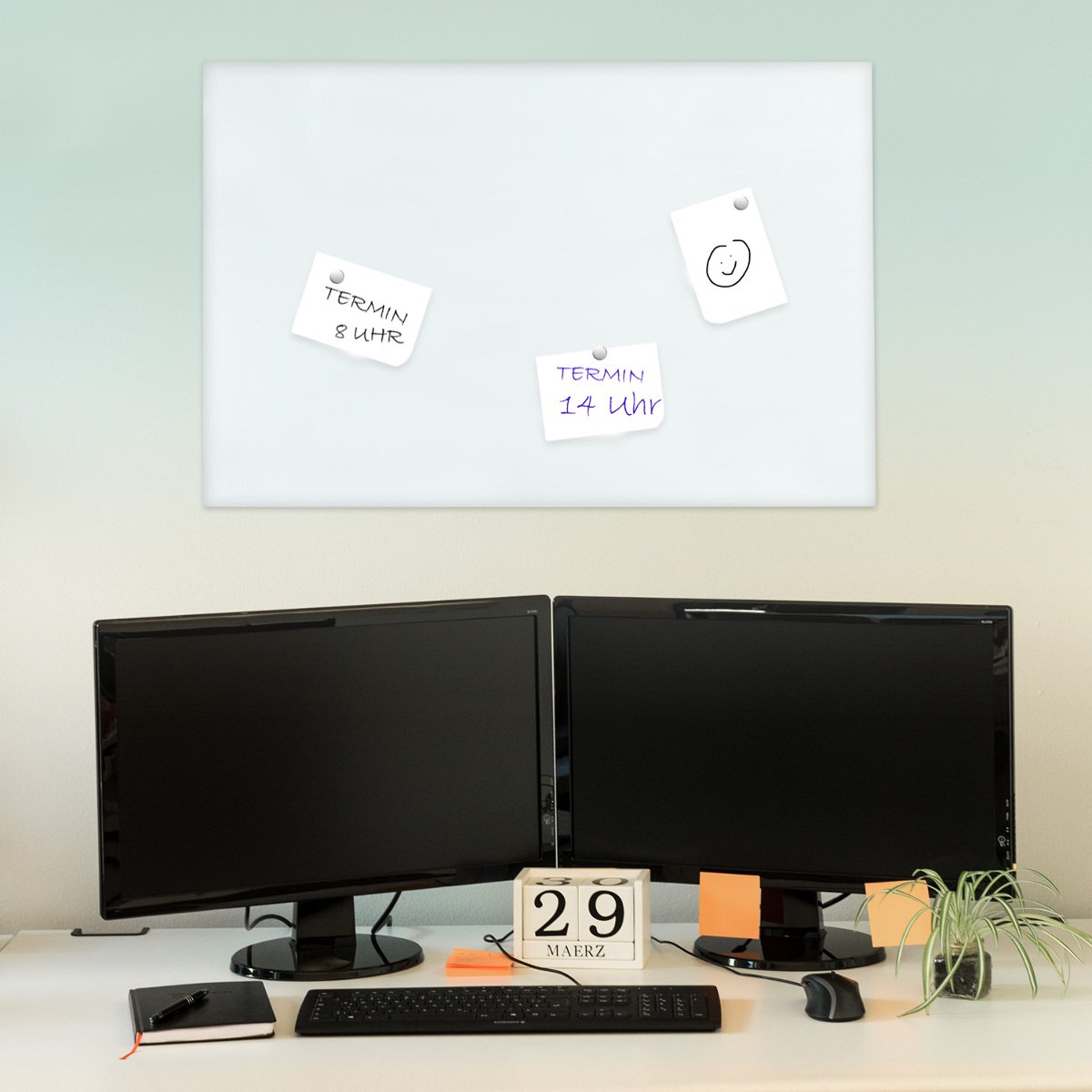 Navaris Glassboard - Magnetisch Bord Voor Aan De Wan   Memobord Van Glas   80 X 30 Cm   Magneetbord Inclusief Magneten En Marker   Wit 757922058