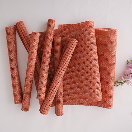 Deconovo Home Decorative PVC Mats Easy to Wash Chevron Pattern Crossweave Woven Vinyl Placemats for Kitchen Table, 12x18 Inch, Orange