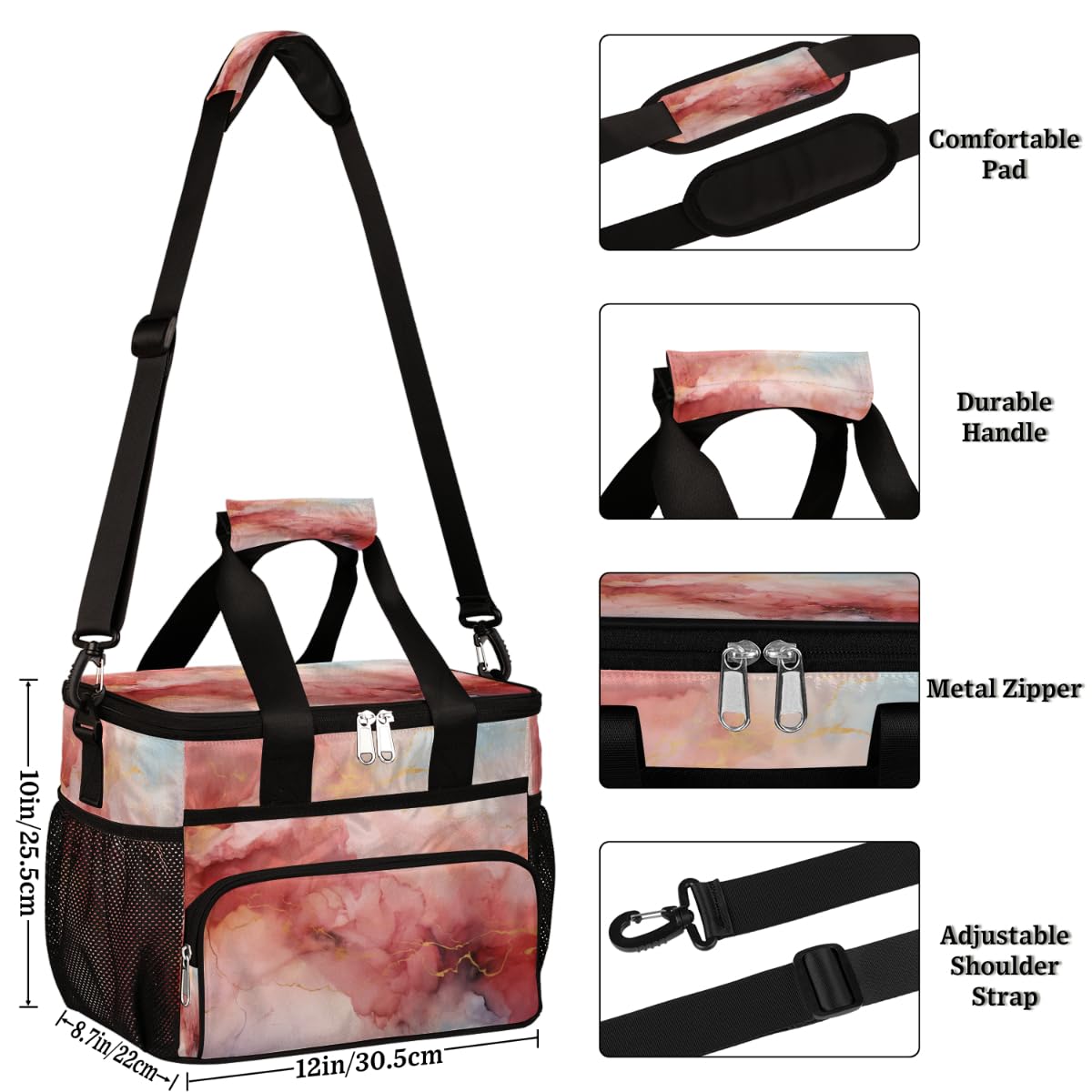 Art Painting Insulated Picnic Backpack Lunch Box for Women Men Picnic Basket Tote Lunch Bag Picnic Bag Portable Lunch Bags for Picnic, Beach, Work, Trip,Office, Camp Abstract Skin Watercolor