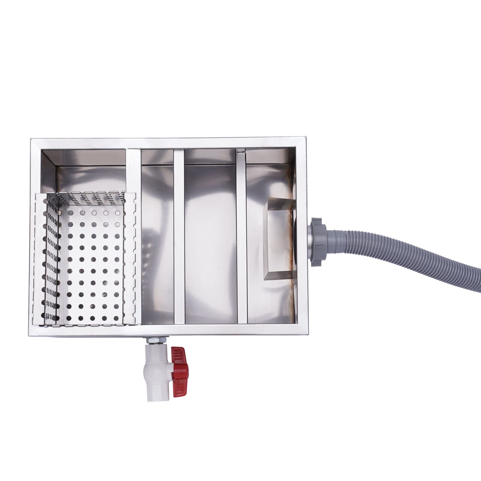 Séparateur de graisse commercial en acier inoxydable Séparateur d'huile Eaux usées Cuisine Séparateur de graisse Eau Restaurant Cuisine Snack Hôtel Café 35 x 25 x 23 cm