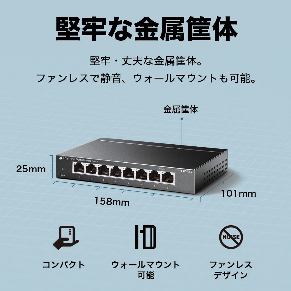 Amazon | TP-Link 8ポート スイッチングハブ 10/100/1000Mbps