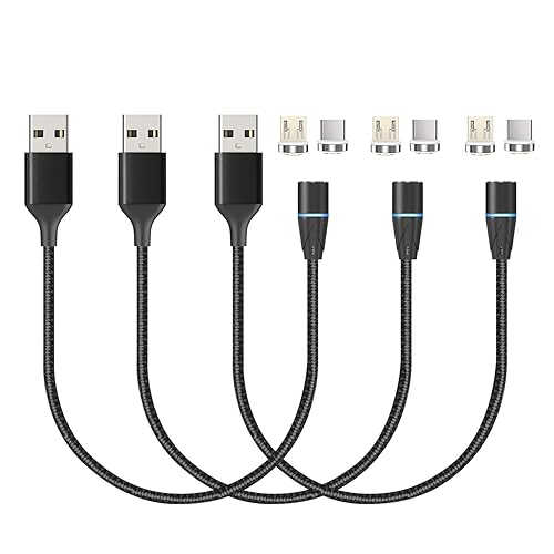 Miniatura 8 de NetDot - Cable de carga magnético, 3 en 1 Gen12 (5 pies3 unidades, negro) Cargador magnético de teléfono de carga rápida de 18 W y cargador