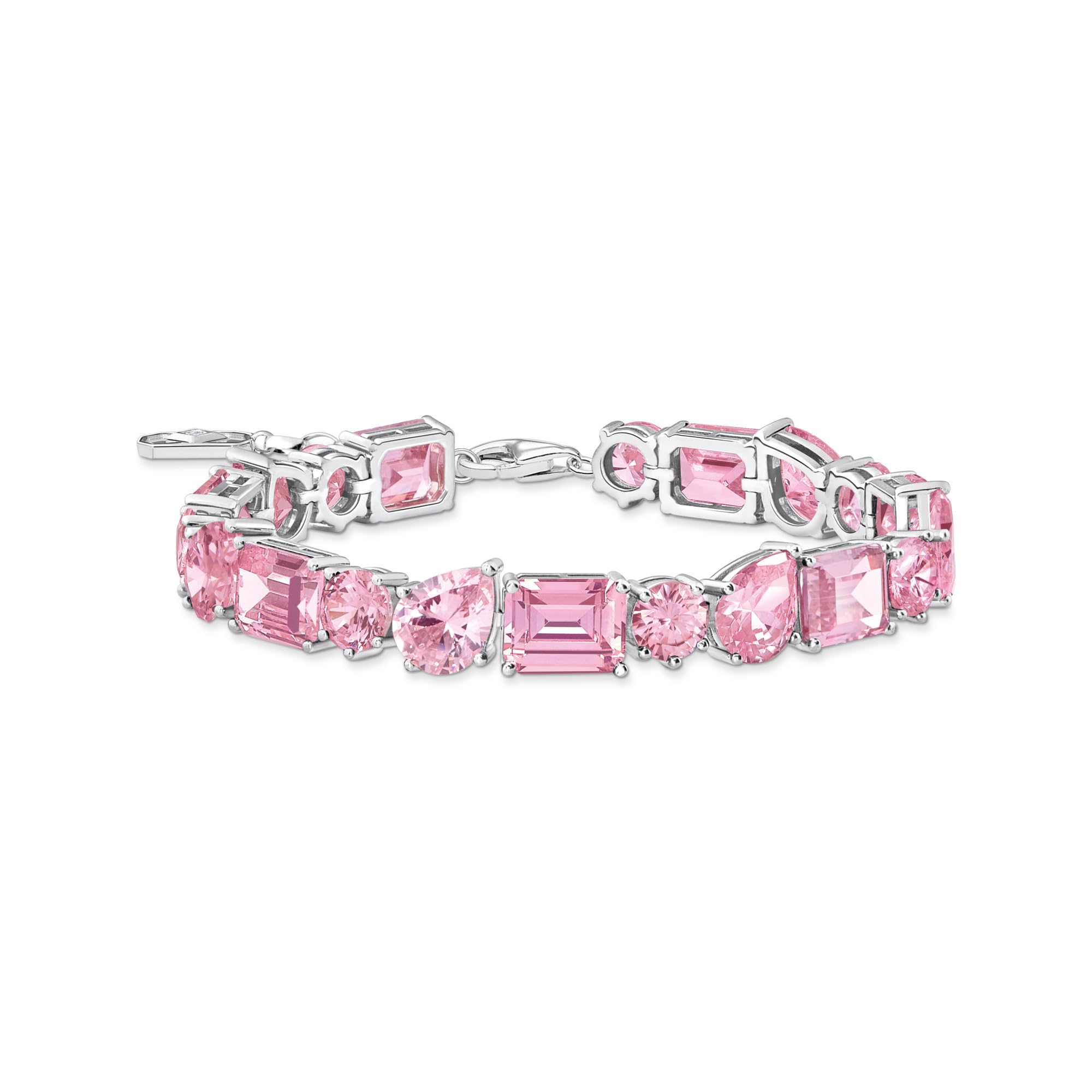 THOMAS SABO Tennisarmband mit 20 pinkfarbenen Steinen Silber 925 Sterlingsilber