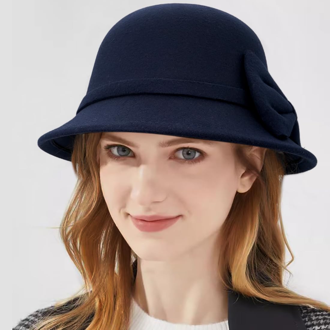 Filz-Glockenhut, Vintage-Fedora-Eimerhut, Bowler-Hüte für Damen