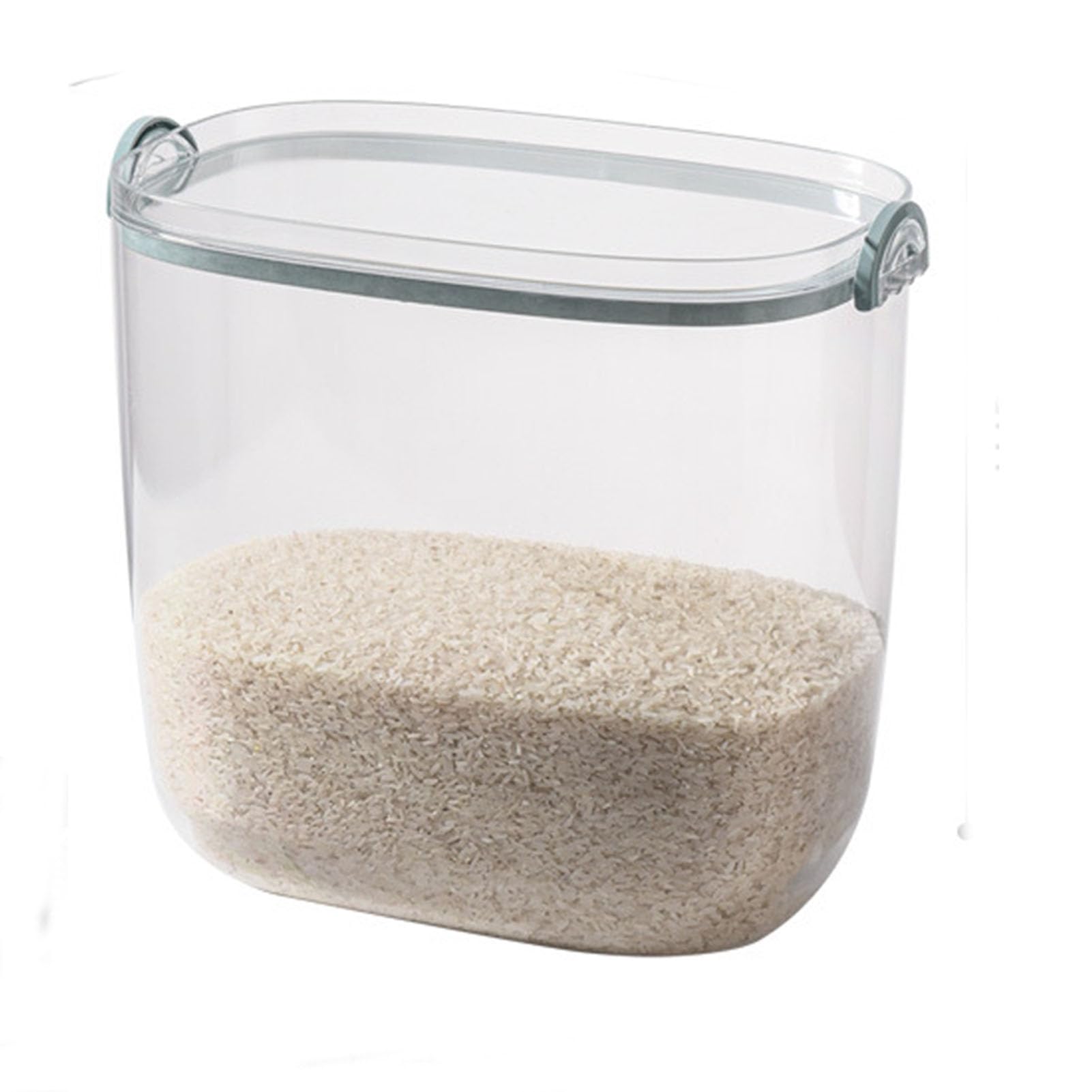 PIKETU Moderno contenitore da cucina, grande scatola di stoccaggio per riso, con chiusura ermetica e misurino, per riso, cereali, cibo per cani e gatti, farina,Verde,32 * 29 * 19cm