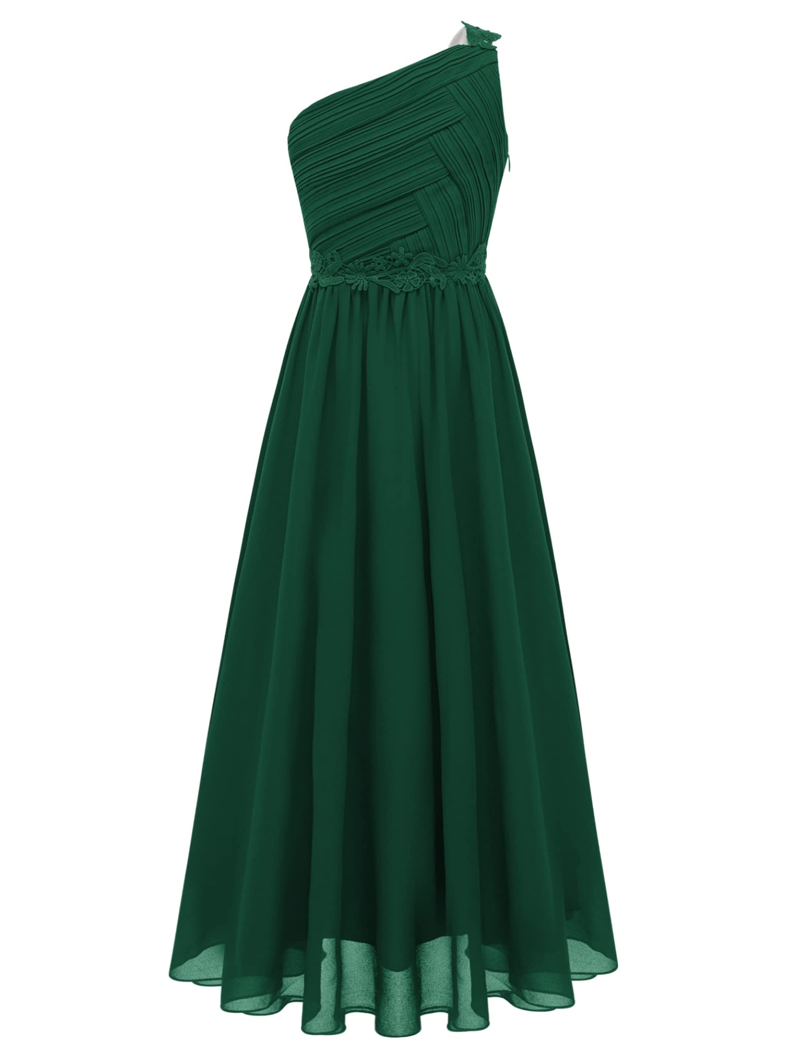 Hedmy Vestido de Fiesta Elegante para Niña Vestido Gasa de Plisada Sólido sin Espalada Vestido de Boda Desfile Vestido de Graduación Adolescente 7-16 Años