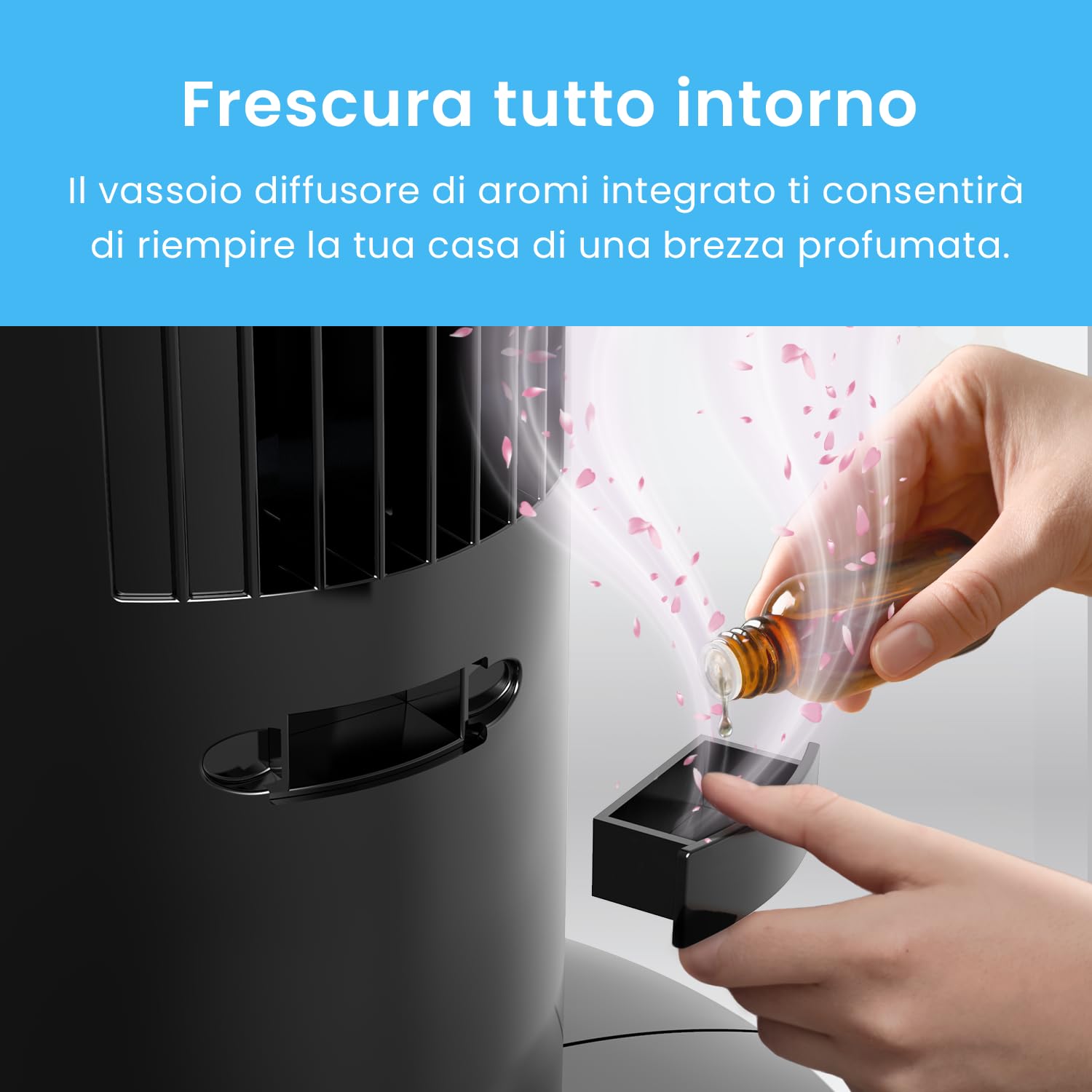 Pro Breeze Ventilatore a Torre Oscillante - 60W Con Timer 7,5 ore e Telecomando - Oscillazione a 70° Gradi e 3 Modalita di raffreddamento- Altezza 79 cm