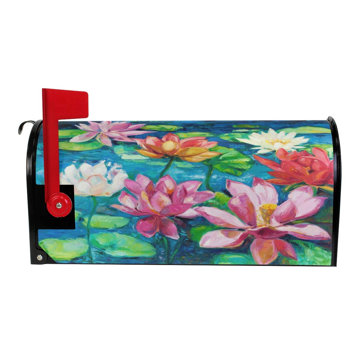 WOOR Water Lily Flowers Magnetic Mailbox Cover Standard Size-18