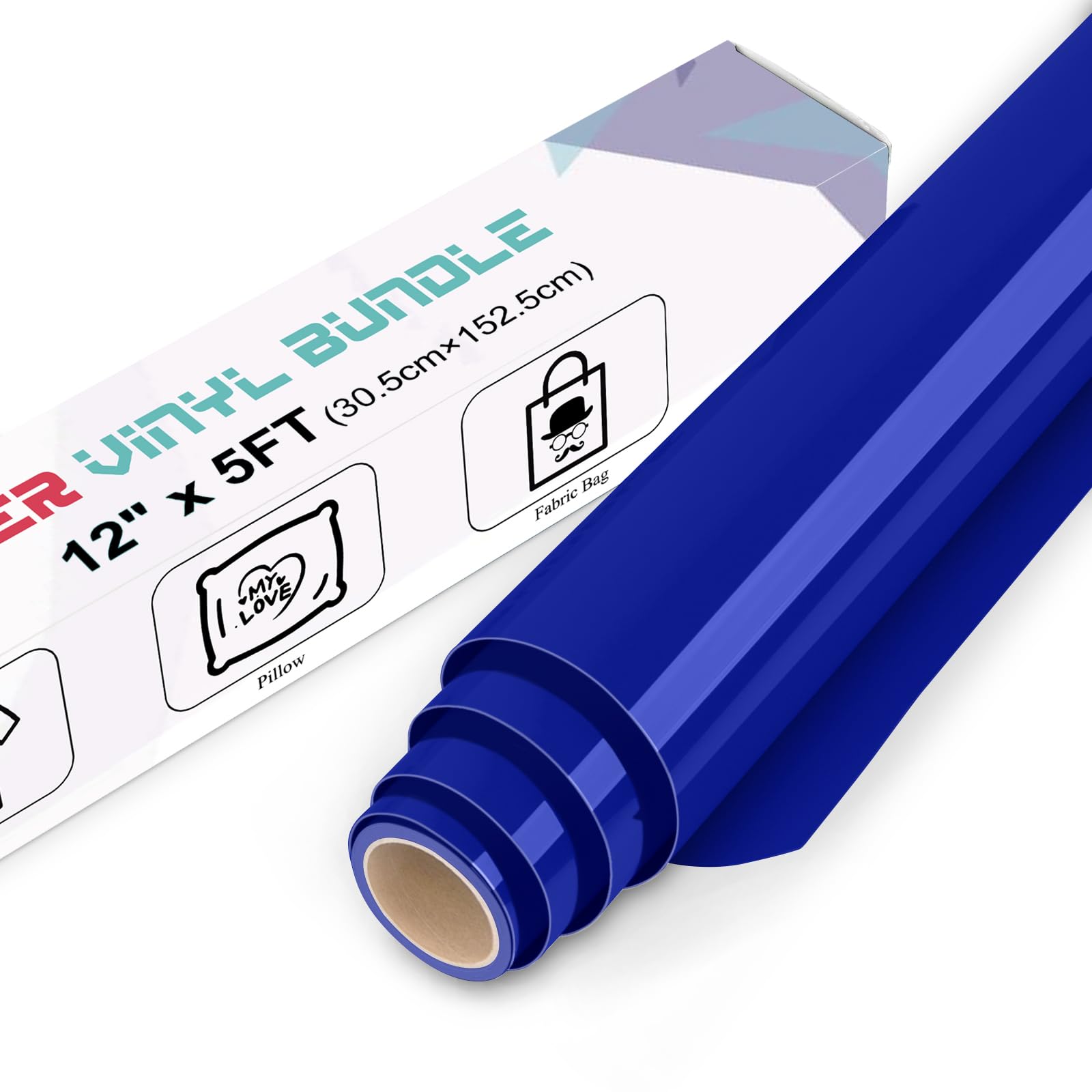 IModeur Royal Blue Iron on Vinyl — 30.5 x 153 cm Heat Transfer Vinyl for Fabric, PET Backing HTV Roll for T-Shirts, Clothes, Hats, Bags and Other Textiles, Easy to Weed