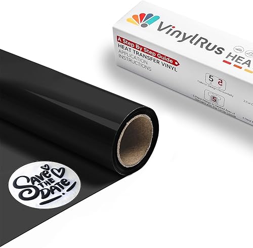 VinylRus Vinilo de Transferencia de Calor Negro Hinchado - 12" x 6 pies, Vinilo 3D Hinchado para Planchar en Camisetas, Rollo de Vinilo HTV Hinchado