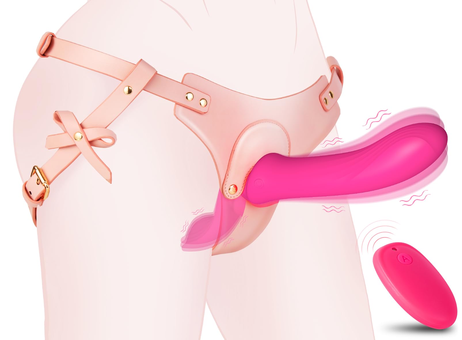 Strap-On Vibrating Dildo Sex Toys - Wearable Harness Strap-On Dildo with 10 Powerful Vibration G Spot Clitoral Stimulation