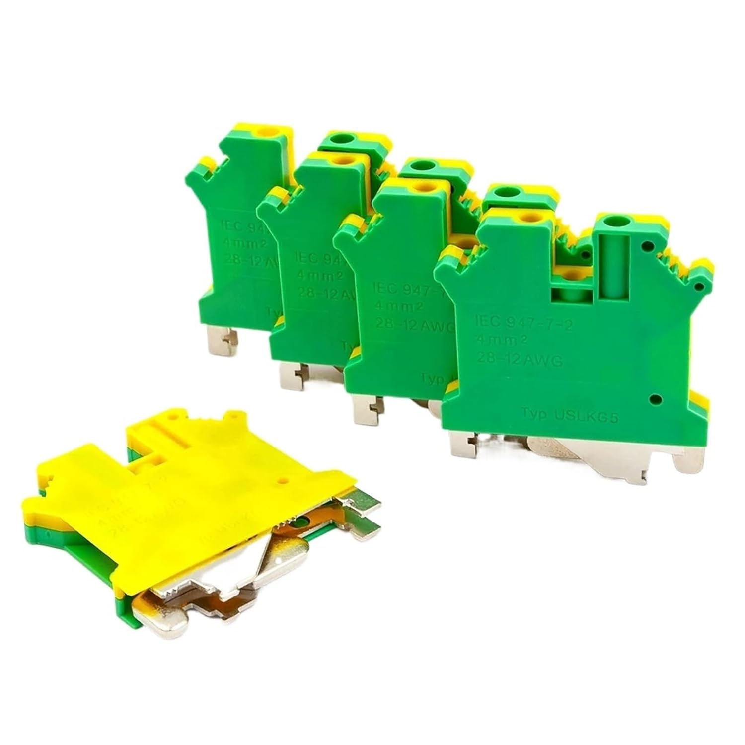 10Pcs USLKG 5 DIN Rail Terminal Block Grounding Screw Connection 500V 41A Electrical Conductor