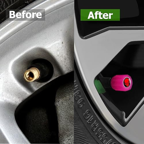 Miniatura 6 de 12 tapones fluorescentes para válvulas de neumáticos, resistentes a la corrosión, para automóvil, con forma de calavera iluminada luminosa que