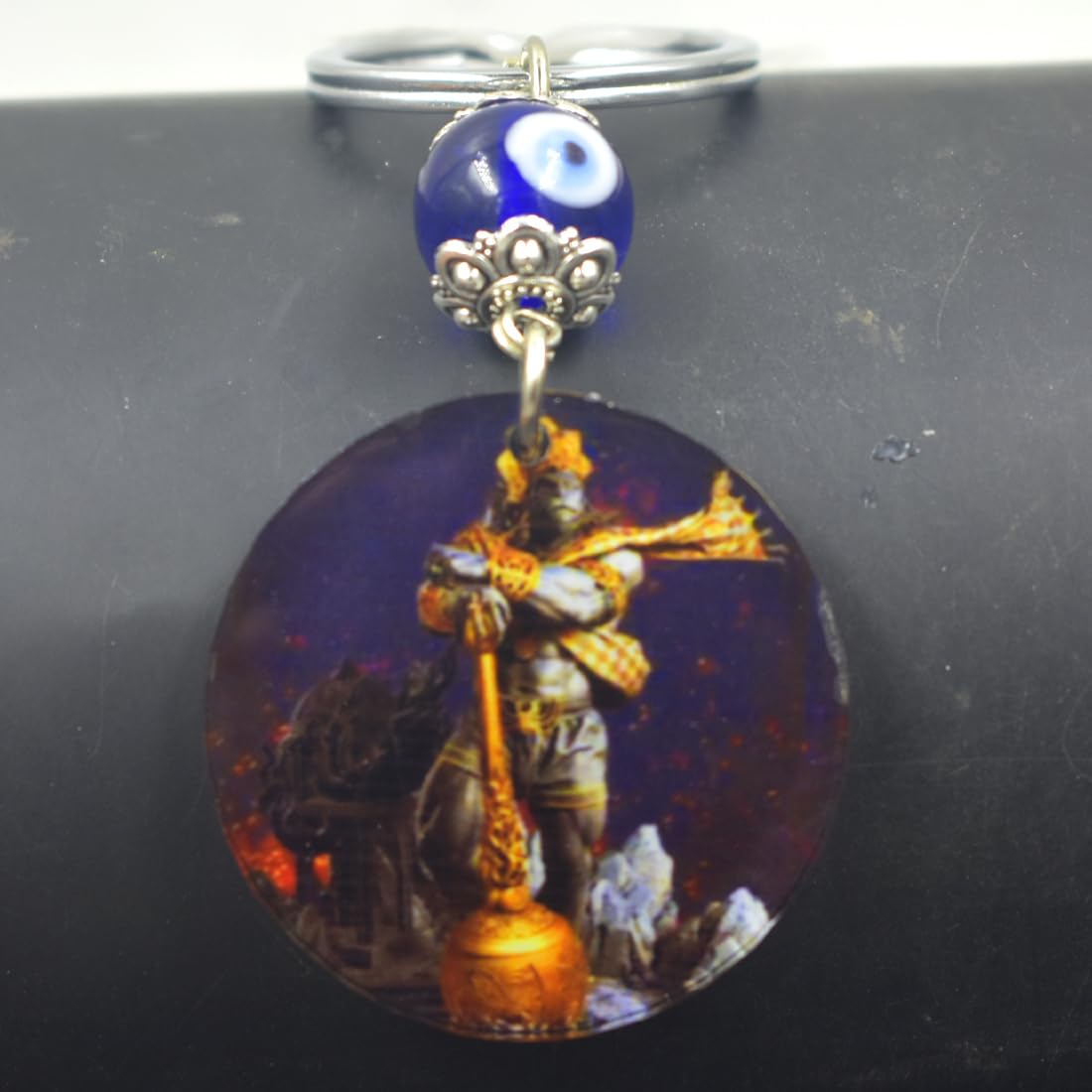 lord rudra angery hanuman religious evil eye acrylic keychain for men and women