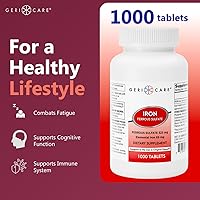 Vista 4 de GeriCare Ferrous Sulfate Tablets 325mg, Elemental Iron 65 mg High Potency Iron Supplement No Artificial Color Additives Dietary Supplement 1000