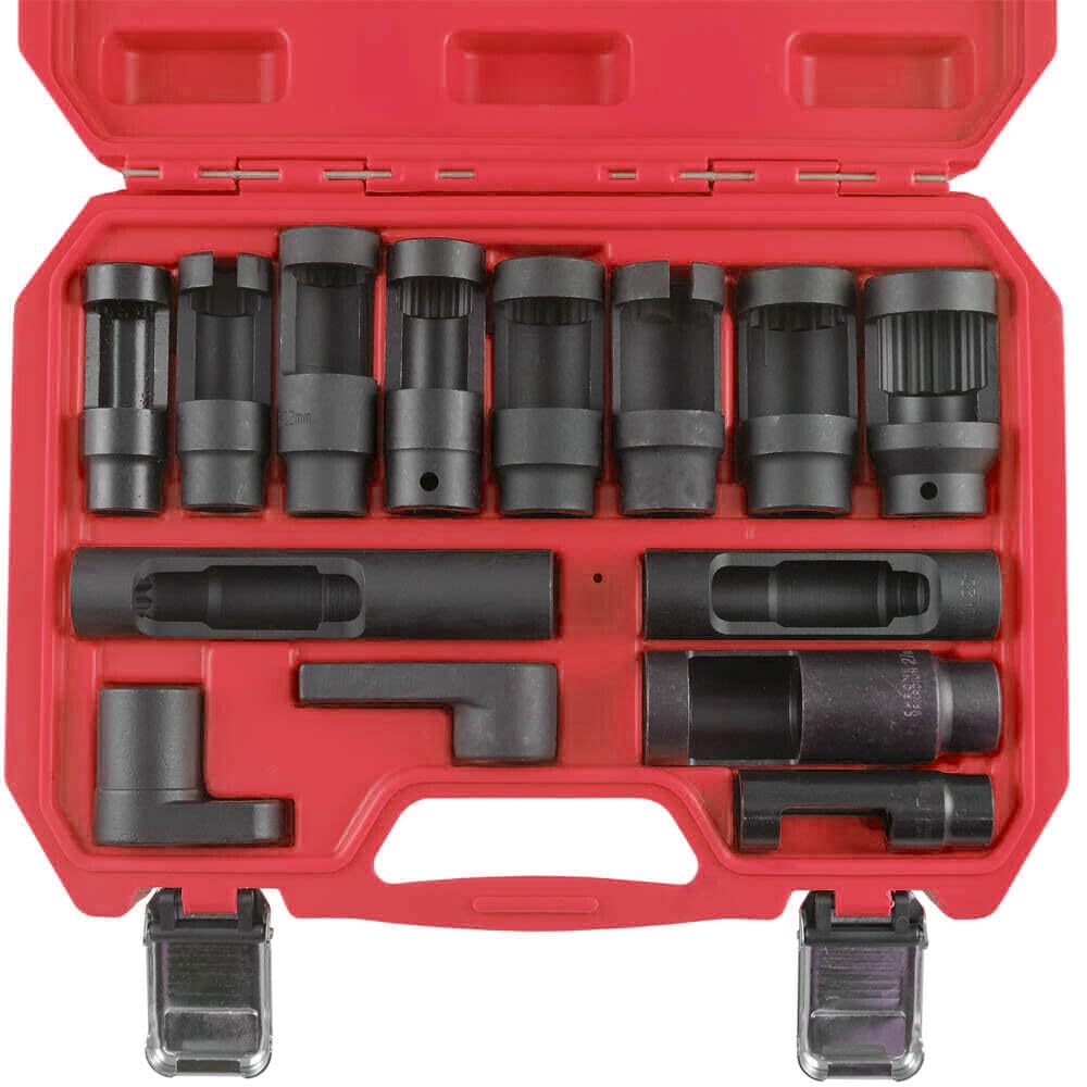 Juego de vasos para inyectores diesel y sensores lambda, 14 piezas