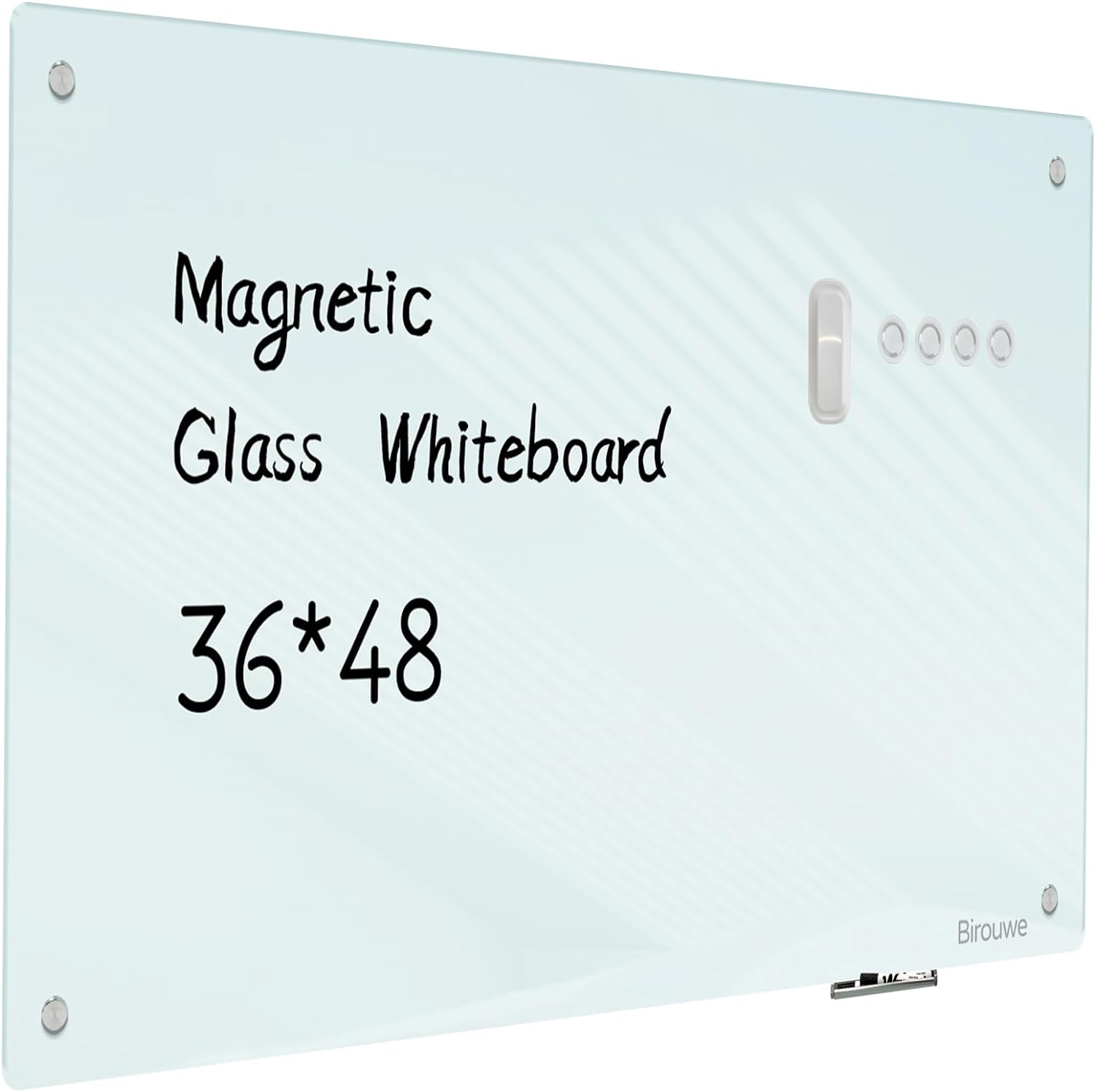 Magnetic Glass Whiteboard - Glass Dry Erase Board 48"x36" Large Frameless Board for Walls Office School and Home