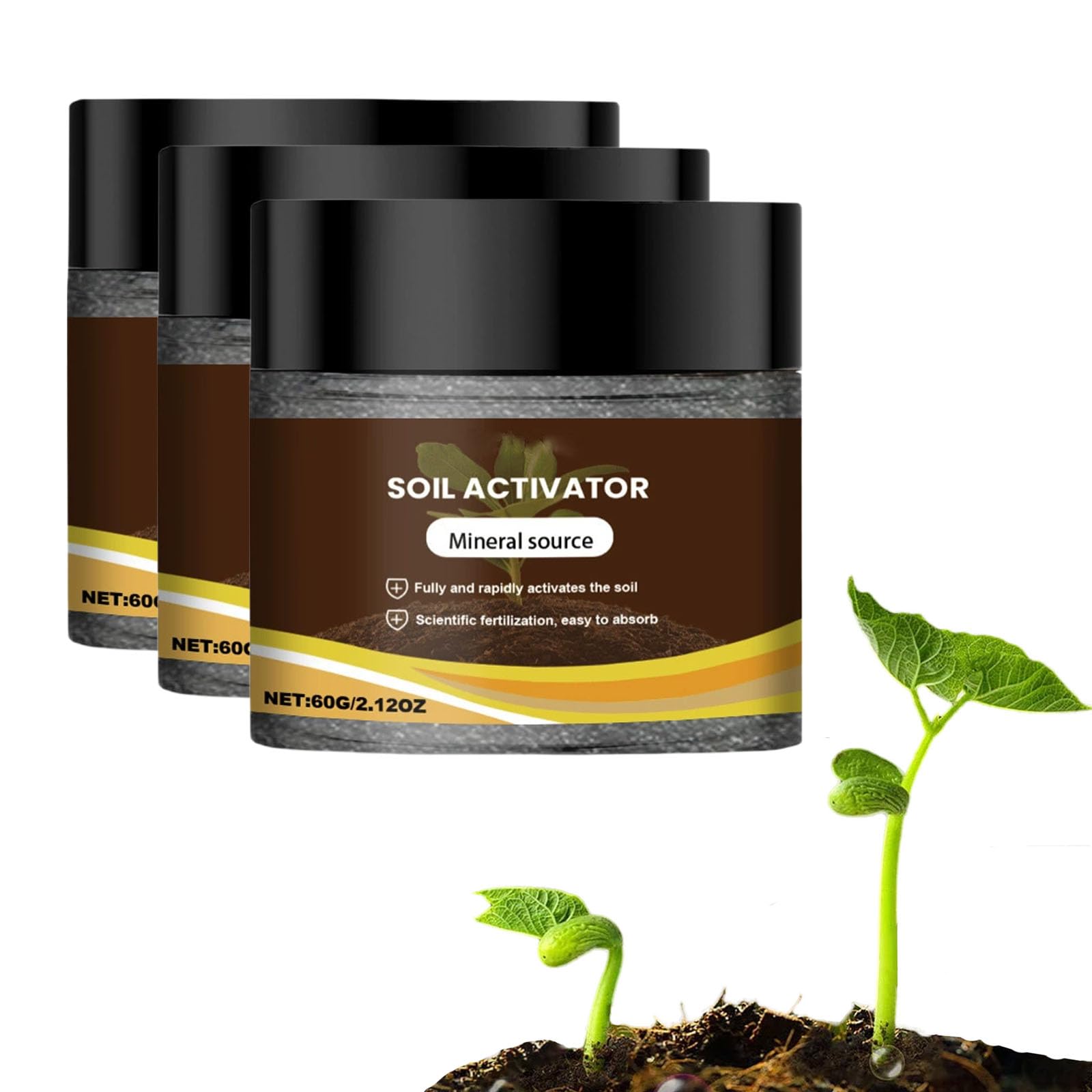 Soil Activator for Plants, Soil Pro Activator Organic Water - Soluble Soil Improvement Loosening Agent - Boost Root Development & Plant Growth for Vegetables, Flowers, Lawns, Gardens (3PC,60G)