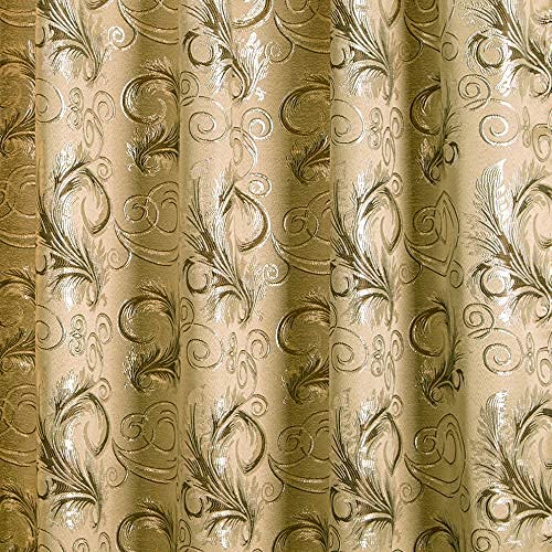 Golden Rugs Jacquard Luxury Curtain Window Panel Set Curtain with Attached Valance and Backing Bedroom Living Room Dining 112”X84” Jana Collection (Taupe) - Image 4