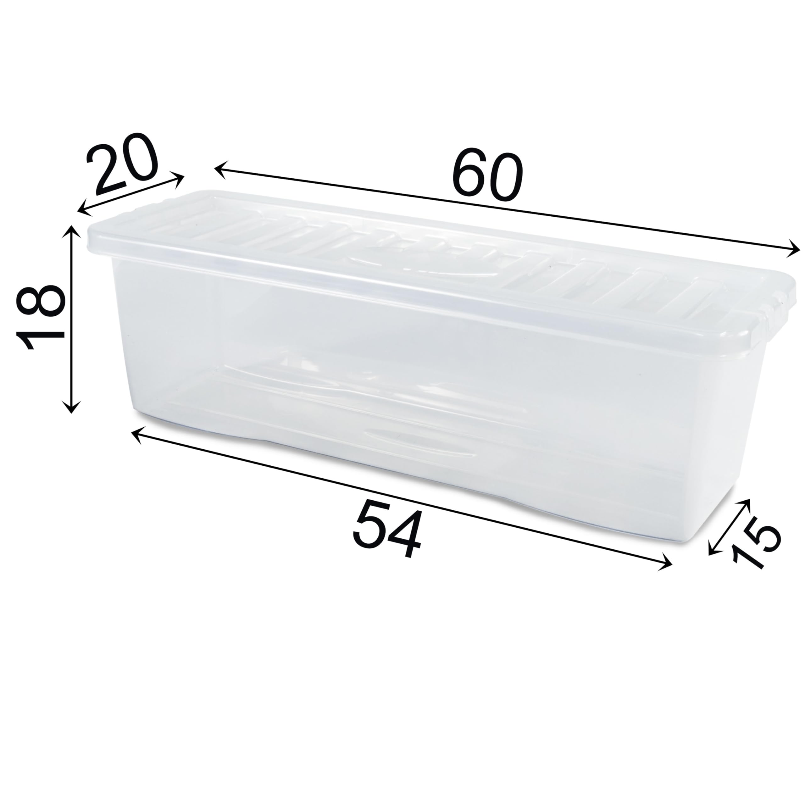 Caja almacenaje tapa 18cm alto 6 unidades 52 cada 60x20x18cm transparente