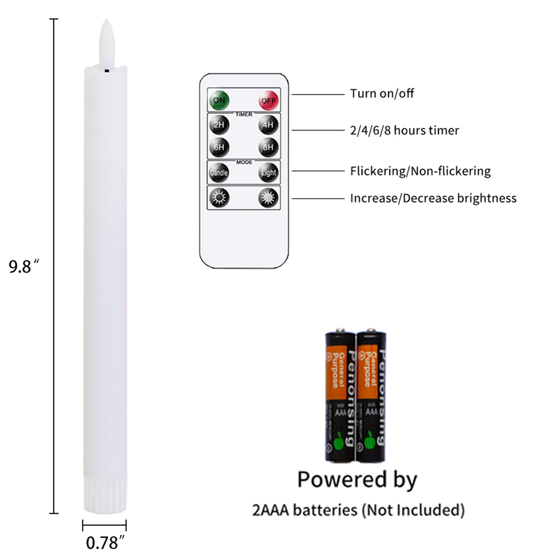 Candele Elettriche Tremolanti Mavandes - 10x30cm Con Telecomando, Timer E Effetto Fiamma Realistico - Foto 6