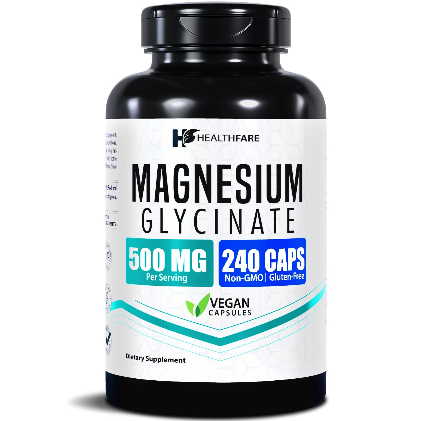 Magnesium Glycinate 500mg | 240 Veg Capsules | High-Absorption Chelated Magnesium | Gluten-Free | Non-GMO | Made in The USA